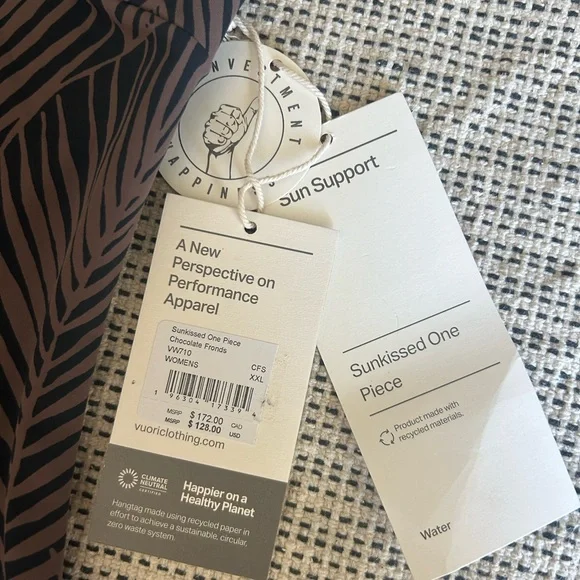 Vuori Black and Brown Leaf Print One Piece Swimsuit - Picture 5 of 8